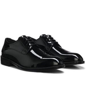 BOSS Patent-Leather Derby Shoes With Ornamental Stitching - Black