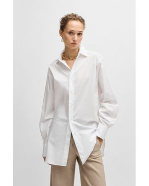 BOSS Regular-fit Blouse In Cotton With Double B Monogram - White
