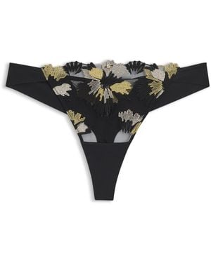 BOSS Geborduurde String Met Double B-Monogram-Bedel - Zwart