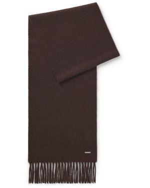 BOSS Schal Aus Kaschmir Mit Metallener Logo-Plakette - Braun