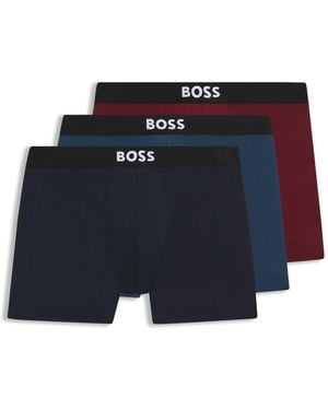 BOSS Three-Pack Of Logo-Waistband Boxer Briefs - Blue