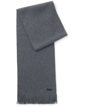 BOSS Bufanda De Punto De Lana Virgen Con Detalle De Logo - Gris