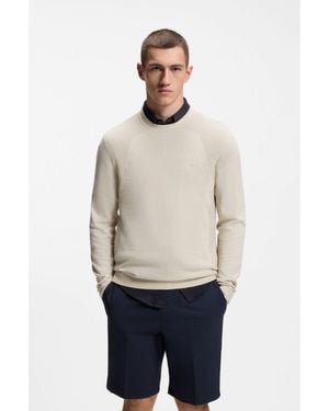 BOSS Cotton-Blend Jumper With Bodymapping Structure - Natural