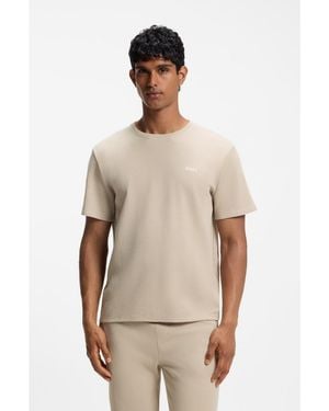 BOSS Cotton-Blend Pyjama T-Shirt With Embroidered Logo - Natural
