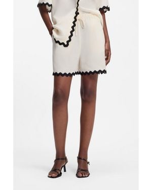 HUGO Relaxed-Fit Shorts With Zigzag Tape - White