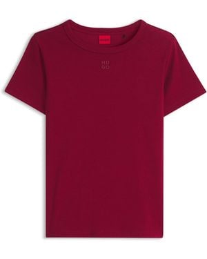 HUGO Regular-Fit T-Shirt Mit Gesticktem Stack-Logo - Rot
