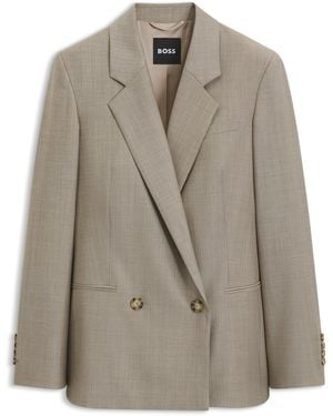 BOSS Regular-Fit Blazer Van Italiaanse Scheerwol Met Stretch - Bruin