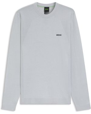 BOSS Pullover Aus Baumwoll-Mix Mit Bodymapping Und Kontrast-Logo - Grau