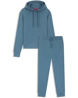 HUGO Relaxed-Fit Trainingspak Met Logoprints - Blauw