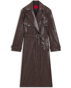 HUGO Langer Relaxed-Fit Trenchcoat Aus Kunstleder - Braun