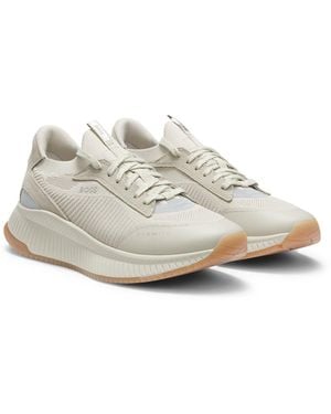 BOSS Ttnm Evo Trainers With Knitted Uppers And Suede Trims - White