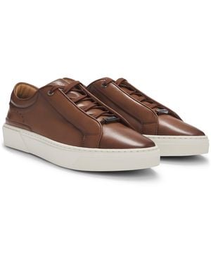 BOSS Gary Lowtop Sneakers Aus Poliertem Leder - Braun