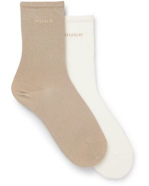 HUGO Two-Pack Of Regular-Length Cotton-Blend Logo Socks - Natural
