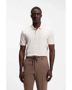 BOSS Polo Shirt Crafted From Cotton And Wool - Brown