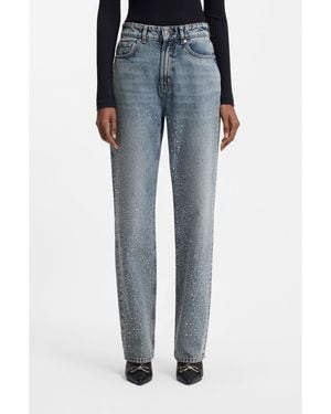HUGO Straight-Leg Jeans With Rhinestone Embellishments - Blue