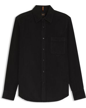 BOSS Regular-Fit Hemd Aus Baumwoll-Cord - Schwarz