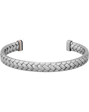 BOSS Zilverkleurige Manchet Met Visgraatpatroon - Wit