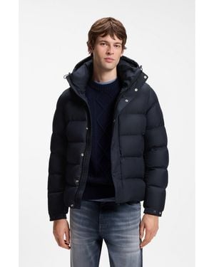 BOSS Water-Repellent Hooded Puffer Jacket - Blue