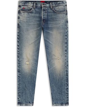 HUGO Tapered-Fit Jeans Van Stretchdenim - Blauw