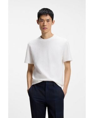 HUGO Cotton-Blend T-Shirt With Creased Effect - White