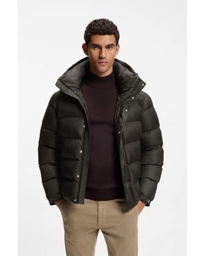 BOSS Water-Repellent Hooded Puffer Jacket - Black