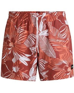 BOSS Badeshorts Mit Durchgehendem Innenfutter Und Saisonalem Print - Rot