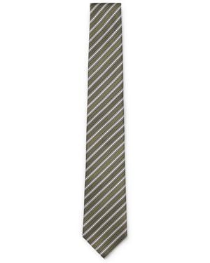 BOSS Stropdas Van Italiaanse Zijdejacquard Met Diagonale Strepen - Wit