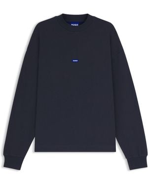 HUGO Sweater Van Katoenen Badstof Met Blauw Logolabel