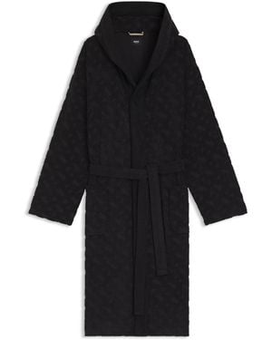 BOSS Monogram-Pattern Dressing Gown - Black
