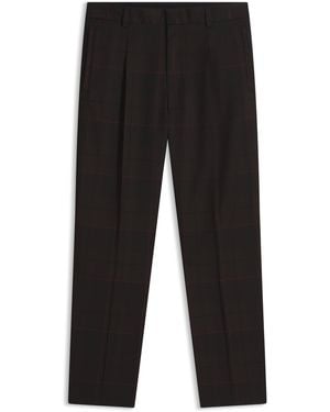 HUGO Slim-Fit Broek Van Scheerwol Met De House-Check - Zwart