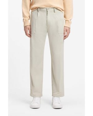 BOSS Cotton-Blend Chinos With Pleat And Patch Pocket - Natural