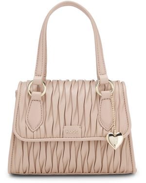 HUGO Faux-Leather Handbag With Heart Charm - Pink