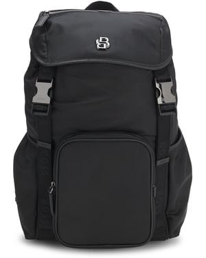 BOSS Twill Backpack With Double B Monogram - Black