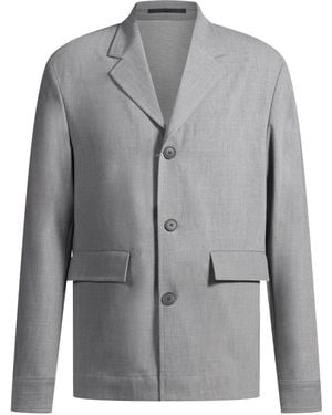 BOSS Relaxed-Fit Jacke Aus Gebondetem Stretch-Gewebe - Grau