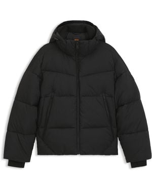 BOSS Wasserabweisende Steppjacke Mit Abnehmbarer Kapuze - Schwarz