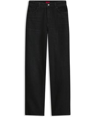 HUGO Straight-Fit Jeans Aus Schwarzem Japanischem Denim Mit Schlitzen