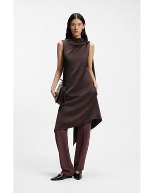 BOSS Asymmetric Sleeveless Dress - Brown