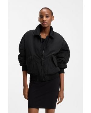 HUGO Water-Repellent Bomber Jacket With Zipped Sleeve Pocket - Black