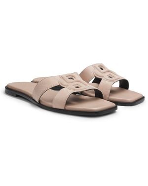 BOSS Suede Slides With Stitched Double B Monogram - Pink