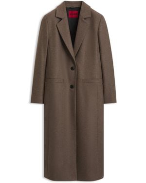 HUGO Relaxed-Fit Formal Coat With Monogram Rivet - Brown