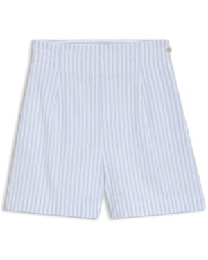 HUGO Shorts Van Katoenen Popeline Met Verticale Strepen - Blauw