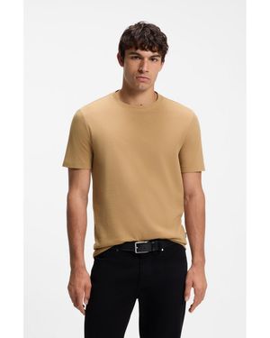 BOSS Cotton-Blend T-Shirt With Bubble-Jacquard Structure - Brown