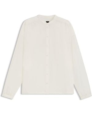 BOSS Relaxed-Fit Blouse Van Katoenen Voile - Wit