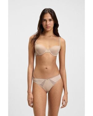 BOSS Microfibre Briefs With Lace Inserts - Brown
