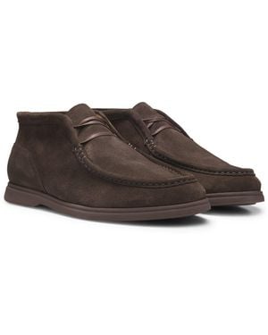 BOSS Suède Desert Boots Met Stiksels - Bruin