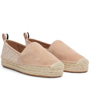 BOSS Suede Slip-On Espadrilles With Embroidered Monograms - Pink