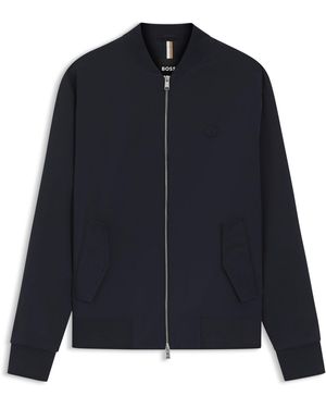 BOSS Sweatjacke Aus Merzerisierter Baumwolle Mit Reißverschluss Und Double-B-Monogramm - Blau