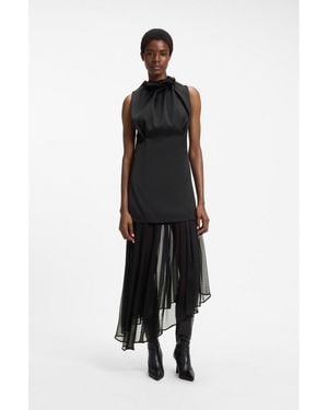 HUGO X Entire Studios Satin And Chiffon Dress - Black