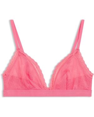 HUGO Sujetador Triangular De Encaje Con Logo En La Cinta - Rosa