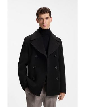 BOSS Slim-Fit Double-Breasted Coat - Black